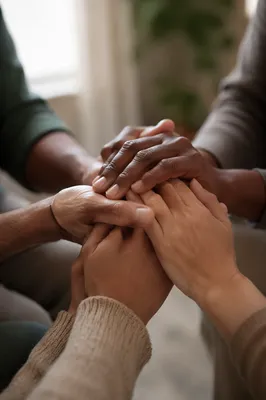 Prayer Circle Hands in Gentle Unity