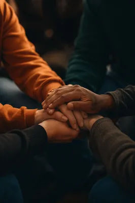 Prayer Group Hands Joined in Unity