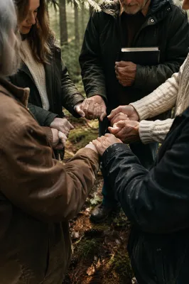 Prayer Group Hands in Evergreen Grove