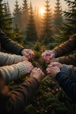 Prayer Group Hands in Evergreen Grove