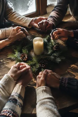 Evergreen Prayer Circle on Rustic Table