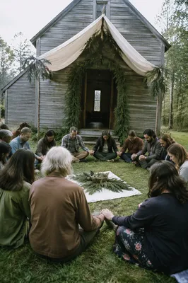 Outdoor Prayer Circle with Evergreen Branches