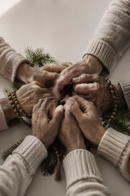 Evergreen Prayer Circle Hands with Beads