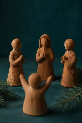 Terracotta Prayer Circle with Evergreen Sprigs