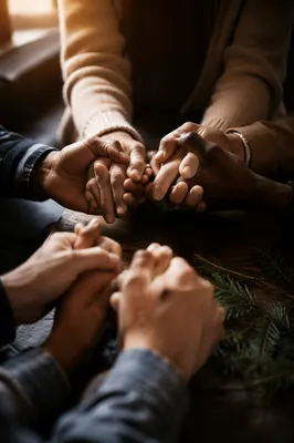 Prayer Group Hands Joined in Fellowship