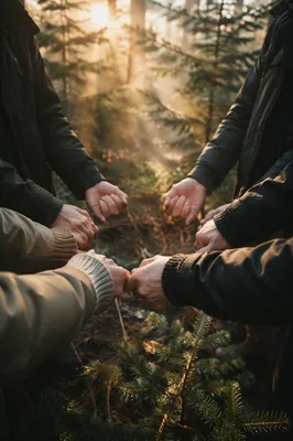 Prayer Group Hands in Evergreen Grove