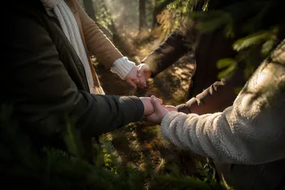 Evergreen Prayer Circle with Joined Hands