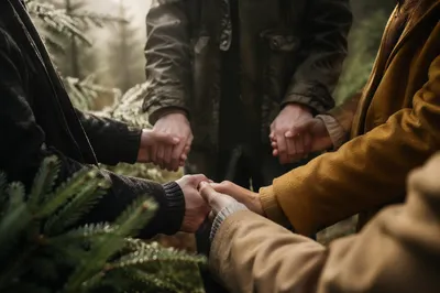 Prayer Group Hands in Evergreen Grove