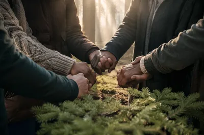 Prayer Group Hands in Evergreen Grove