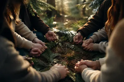 Prayer Group Hands in Evergreen Grove
