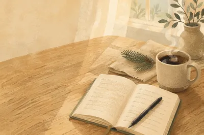 Open Prayer Journal with Coffee Morning Light