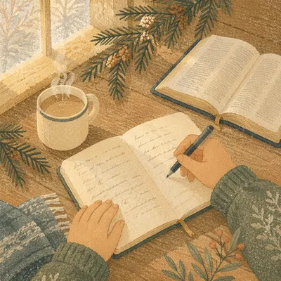 Morning Prayer Journal with Evergreen Branches