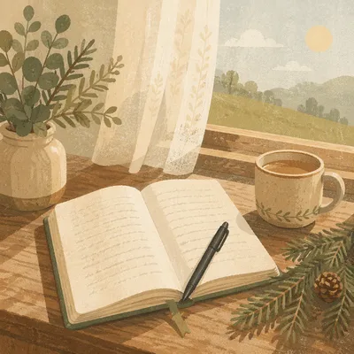 Morning Prayer Journal with Evergreen Sprigs
