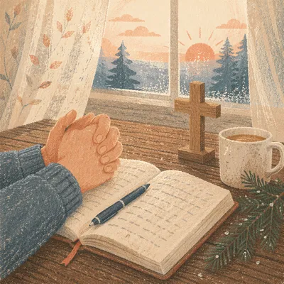 Morning Prayer Journal with Evergreen Sprigs