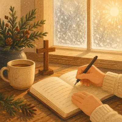 Morning Prayer Journal with Evergreen Sprigs