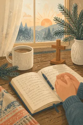 Morning Prayer Journal with Evergreen Sprigs