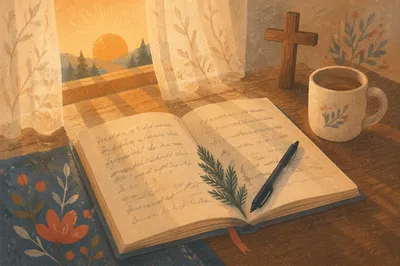 Morning Prayer Journal with Evergreen Sprig