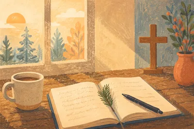 Morning Prayer Journal with Evergreen Sprig
