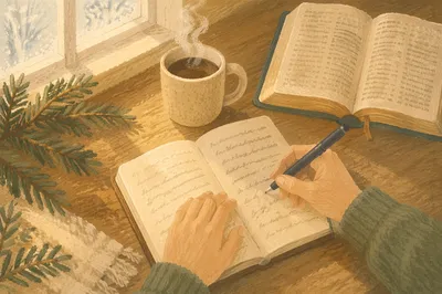 Morning Prayer Journal with Evergreen Branches