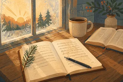 Morning Prayer Journal with Evergreen Sprig