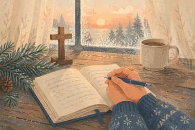 Morning Prayer Journal with Evergreen Sprigs