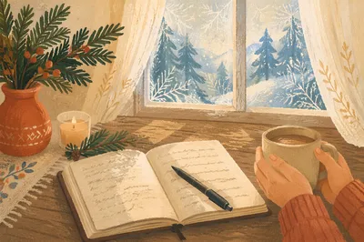 Morning Prayer Journal with Evergreen Sprigs