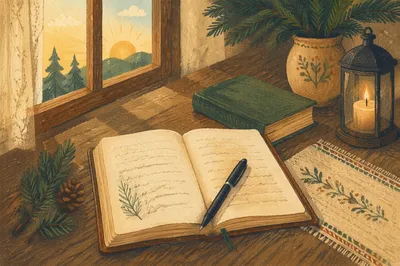 Morning Prayer Journal with Evergreen Sprig