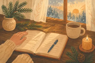 Morning Prayer Journal with Evergreen Sprigs