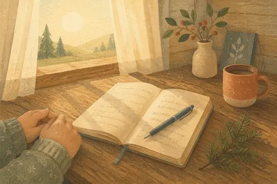 Morning Prayer Journal with Evergreen Sprig