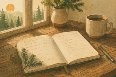 Morning Prayer Journal with Evergreen Sprig
