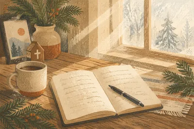 Morning Prayer Journal with Evergreen Sprigs