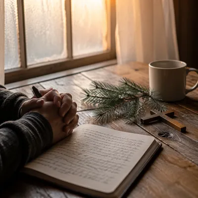 Morning Prayer Journal with Evergreen Sprigs