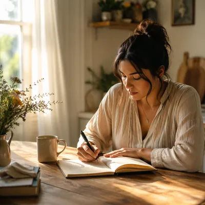 Morning Prayer Journal in Soft Sunrise Light