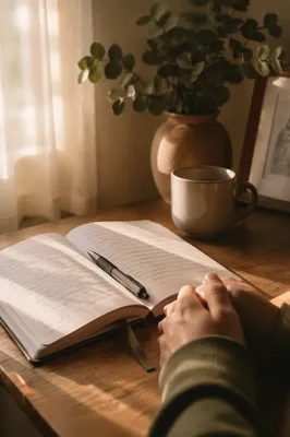 Morning Prayer Journal by Window Light