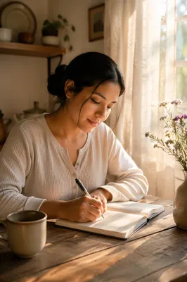 Morning Prayer Journal in Soft Sunrise Light