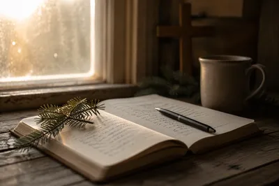 Morning Prayer Journal with Evergreen Sprig