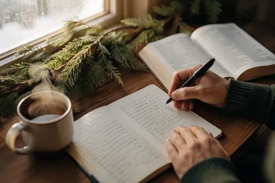 Morning Prayer Journal with Evergreen Branches