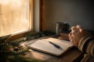Morning Prayer Journal with Evergreen Sprigs