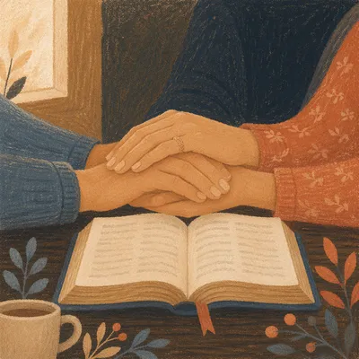 Praying Hands Over Open Bible