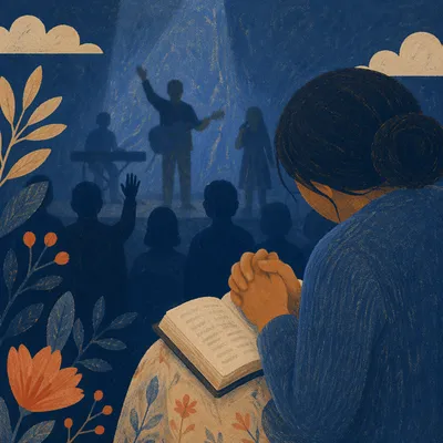 Praying Hands Over Open Bible