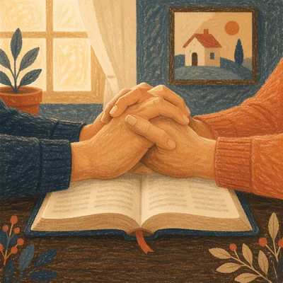 Praying Hands Over Open Bible