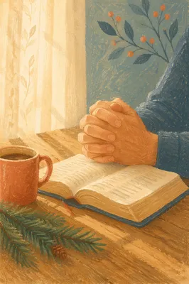 Praying Hands Over Open Bible