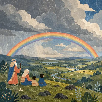 Rainbow Over Storm-Cleared Evergreen Valley