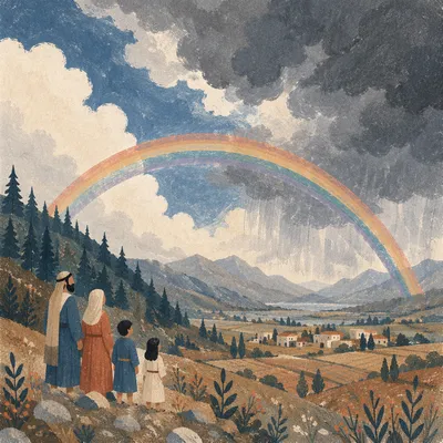 Hopeful Rainbow Over Evergreen Valley