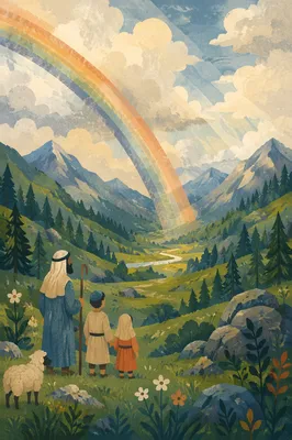 Rainbow Over Evergreen Valley After Storm