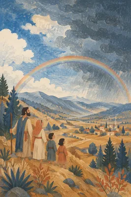 Rainbow Over Evergreen Valley After Storm