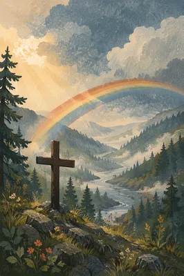 Rainbow Over Evergreen Valley Cross