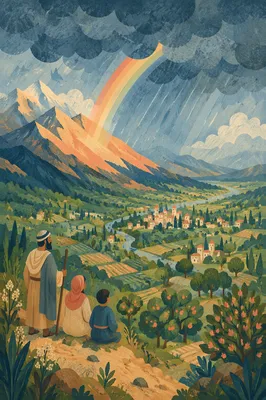 Rainbow Promise Over Stormy Evergreen Valley