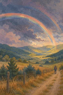Rainbow of Hope Over Storm-Washed Valley