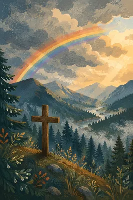 Rainbow Over Evergreen Valley Cross